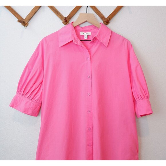 COS Womens Pink Oversized Button Front Shirt Dress, size 8 - Picture 3 of 9